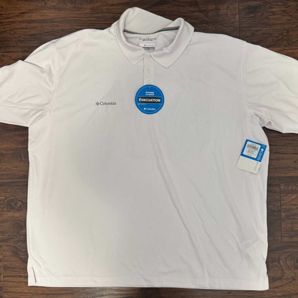 NWT Columbia White Omni-Shade Sun Protection Polo 3X